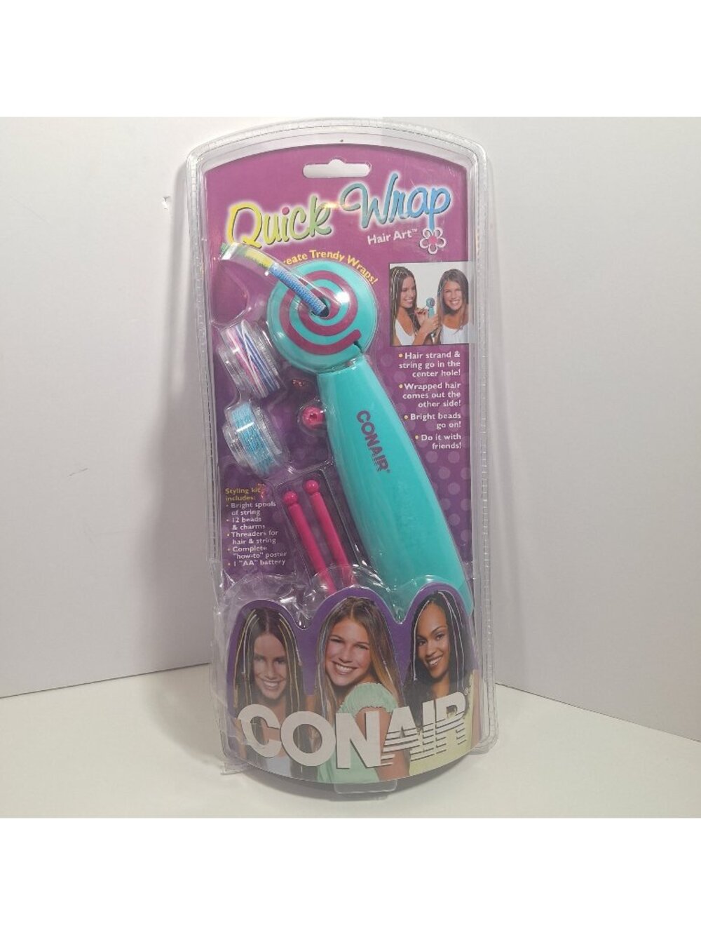 Conair Quick Wrap Hair Art Styling Tool Kit Includes Beads Accessories Y2K 2002